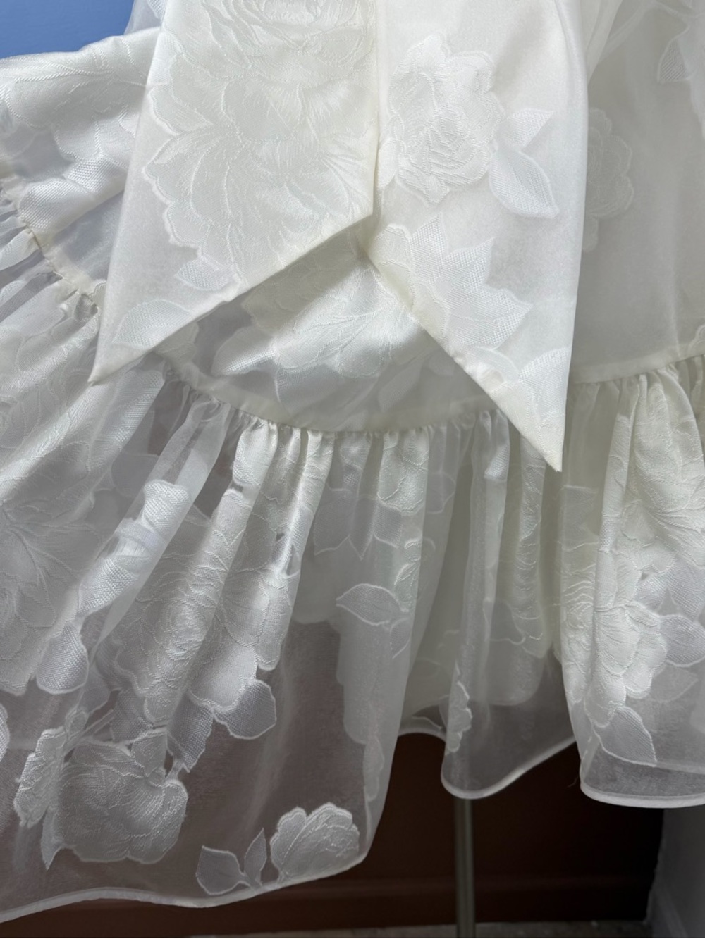 Amsale Little White Dress LW198 Rose Jacquard Coupe Trapeze Dress Ivory NWT Sz 8 - Picture 8 of 10